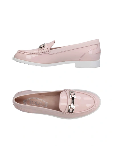 Shop Tod's Woman Loafers Light Pink Size 4.5 Leather