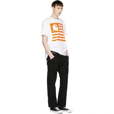 Shop Junya Watanabe White And Orange Carhartt Edition Logo T-shirt In 2 Wht X Orn