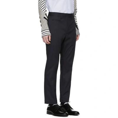 Shop Junya Watanabe Navy Stretch Twill Trousers In 2 Navy