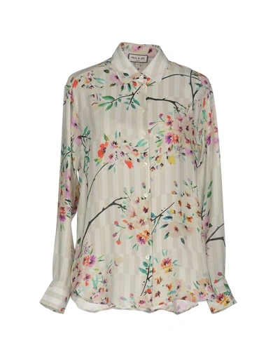 Shop Paul & Joe Floral Shirts & Blouses In Light Grey