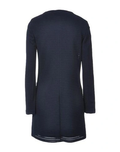 Shop Emporio Armani Overcoats In Dark Blue