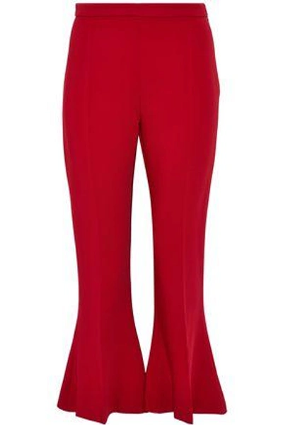 Shop Antonio Berardi Cropped Cady Flared Pants In Crimson