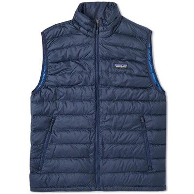 Shop Patagonia Down Sweater Vest In Blue