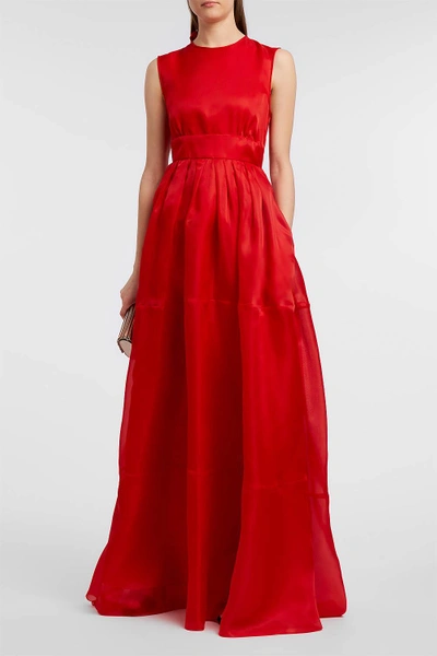 Shop Rochas Silk-organza Gown In Red