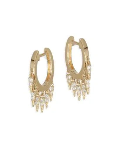 Shop Sydney Evan Women's 14k Yellow Gold & Diamond Small Fringe Hoop Earrings