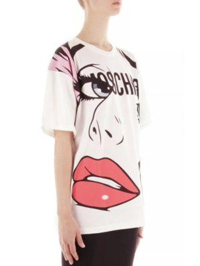 Shop Moschino Jersey Oversize Logo T-shirt In White Multi
