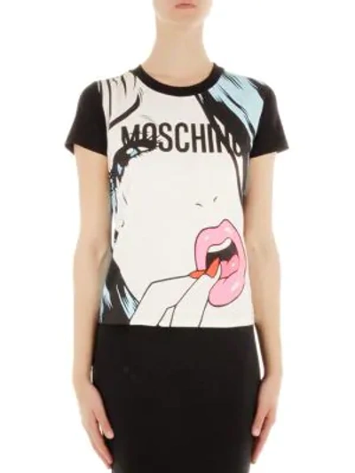 Shop Moschino Jersey Logo T-shirt In Black Multi