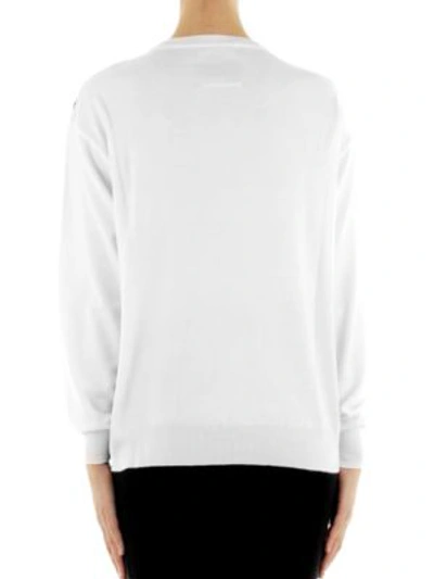 Shop Moschino Oversized Instarsia Sweater In White Multi