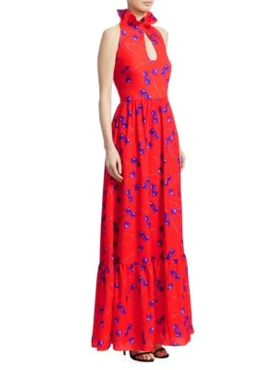 Shop Borgo De Nor Leonora Sleeveless Keyhole Maxi Dress In Orchid Red Purple