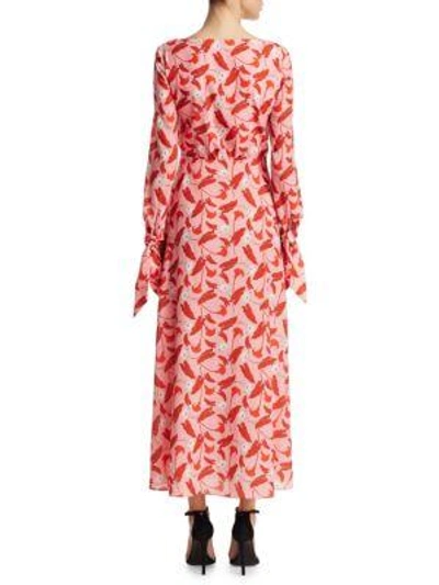 Shop Borgo De Nor Sonia Long-sleeve Tie-front Maxi Dress In Cala Lily