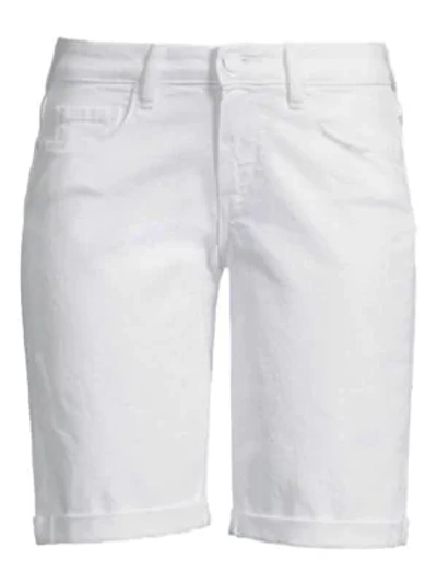 Shop Paige Jax Roll Cuff Denim Bermuda Shorts In Crisp White