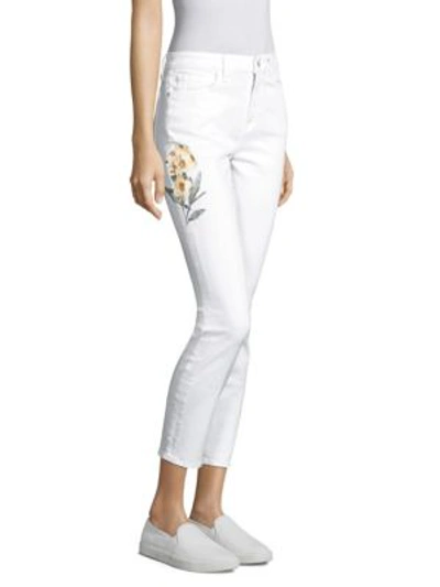 Shop Jen7 By 7 For All Mankind Embroidered Ankle Skinny Jeans In White