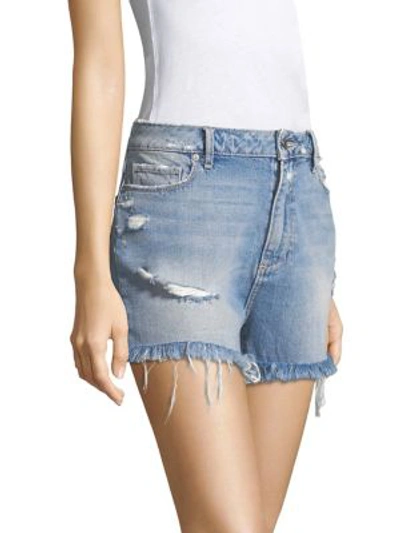 Shop Paige Babes Distressed Denim Shorts In Road Trip