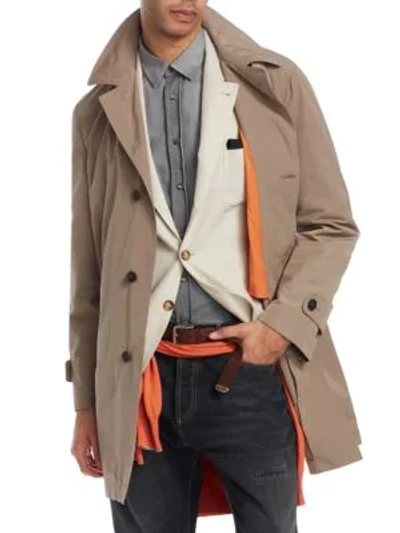 Shop Brunello Cucinelli Nylon Trench Coat In Beige