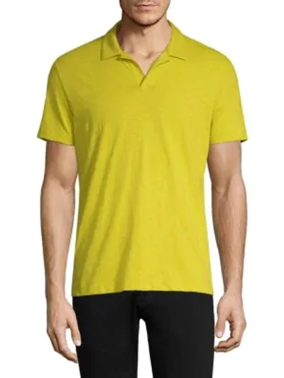 Shop Theory Short-sleeve Cotton Polo In Citrus