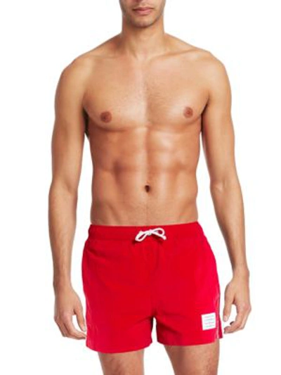 Shop Thom Browne Classic Swimming Trunks In Red