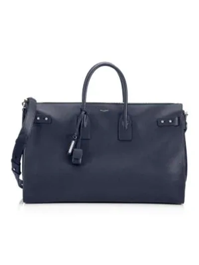 Shop Saint Laurent Sac Du Jour Leather Duffle Bag In Deep Blue