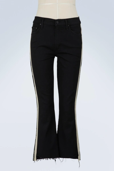 Shop Mother Cropped Cotton Jeans In Guilty B/w Racer