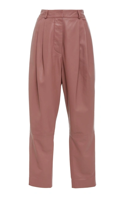 Shop Zimmermann Tempest Leather Tuck Pant In Pink