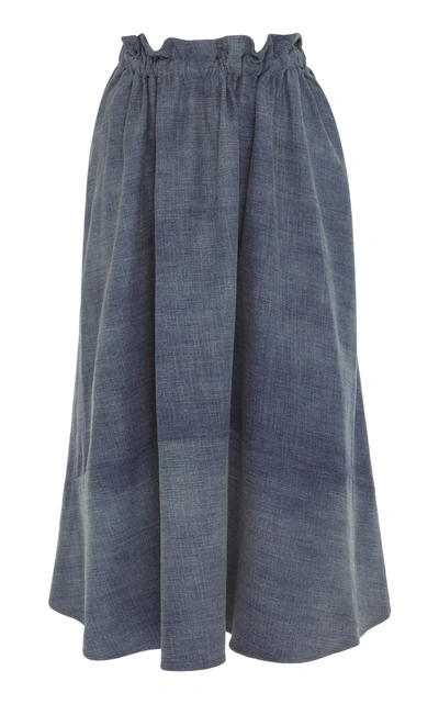 Shop Loewe Drawstring Denim Skirt In Blue