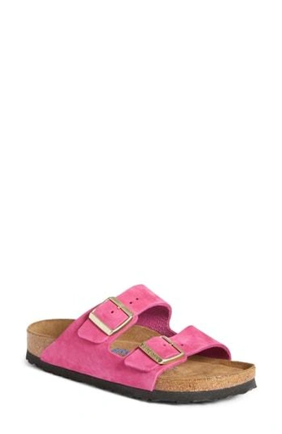 Shop Birkenstock 'arizona' Soft Footbed Sandal In Washed Metallic Rose Leather