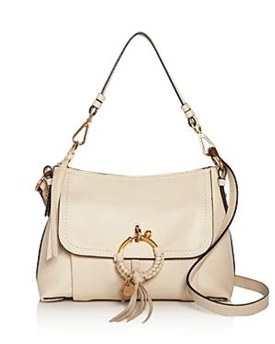 Shop See By Chloé See By Chloe Joan Small Crossbody In Cement Beige/gold