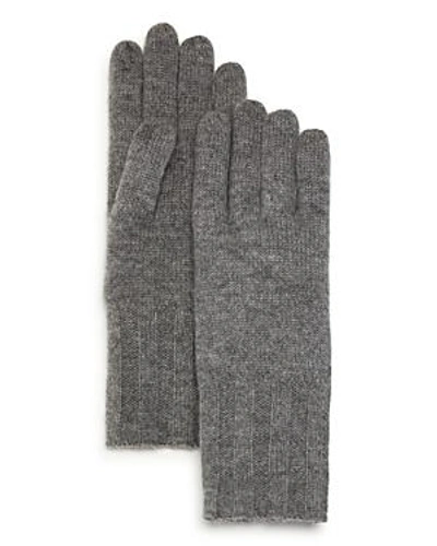 Shop C By Bloomingdale's Ribbed Cashmere Gloves - 100% Exclusive In Gray