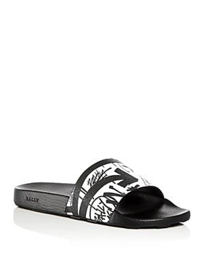 Shop Bally Men's Slanter Slide Sandals In Black/white