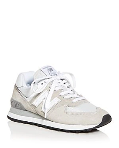 Shop New Balance Women's Classic 574 Suede Lace Up Sneakers In White
