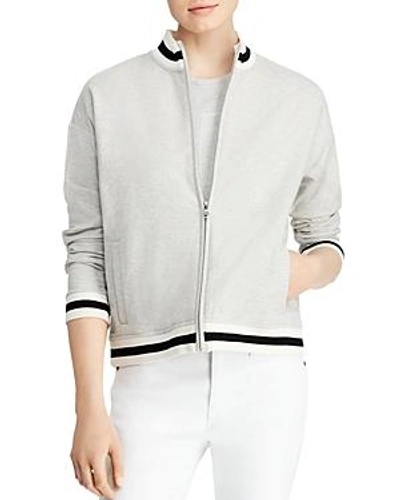 Shop Ralph Lauren Lauren  Knit Bomber Jacket In Gray
