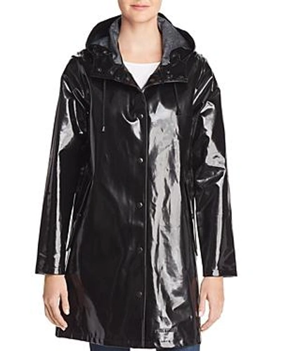 Shop Stutterheim Mosebacke Slicker Opal Raincoat In Opal Black