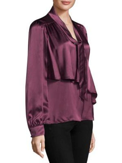 Shop Parker Kinsley Tie Neck Blouse In Mauve