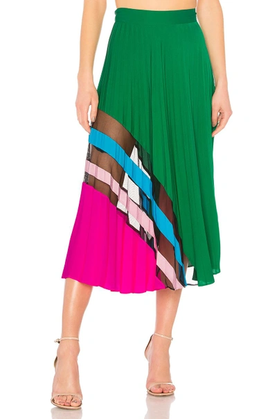 Shop Milly Pleated Maxi Skirt In Green