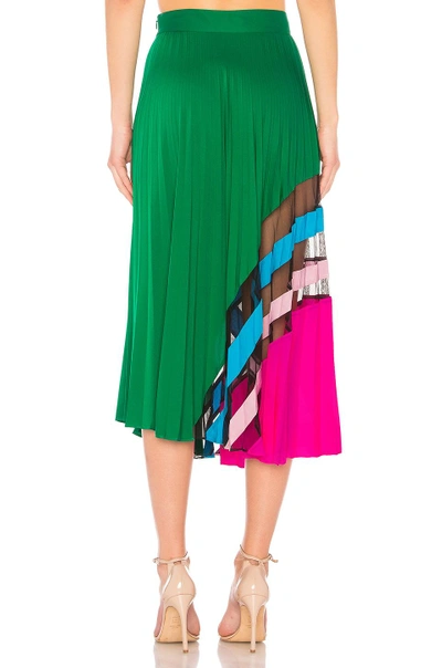 Shop Milly Pleated Maxi Skirt In Green