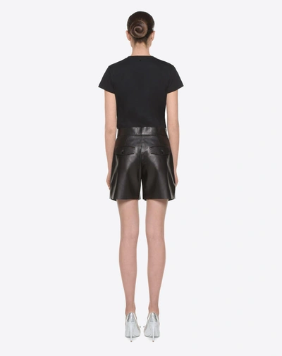 Shop Valentino Leather Shorts Women Black 100% Lambskin 40