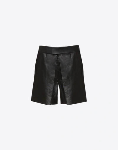 Shop Valentino Leather Shorts Women Black 100% Lambskin 40