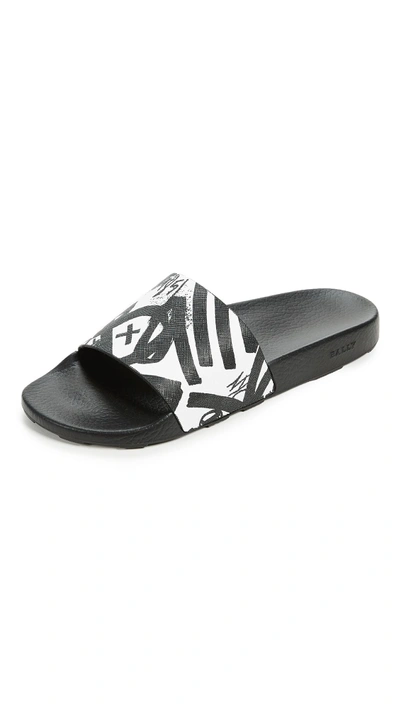 Shop Bally Slanter Sandals In Black/white