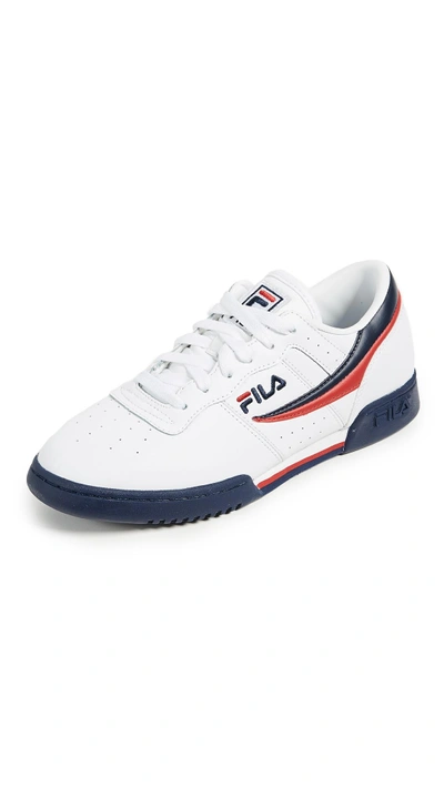 Shop Fila Original Fitness Sneakers In White/navy