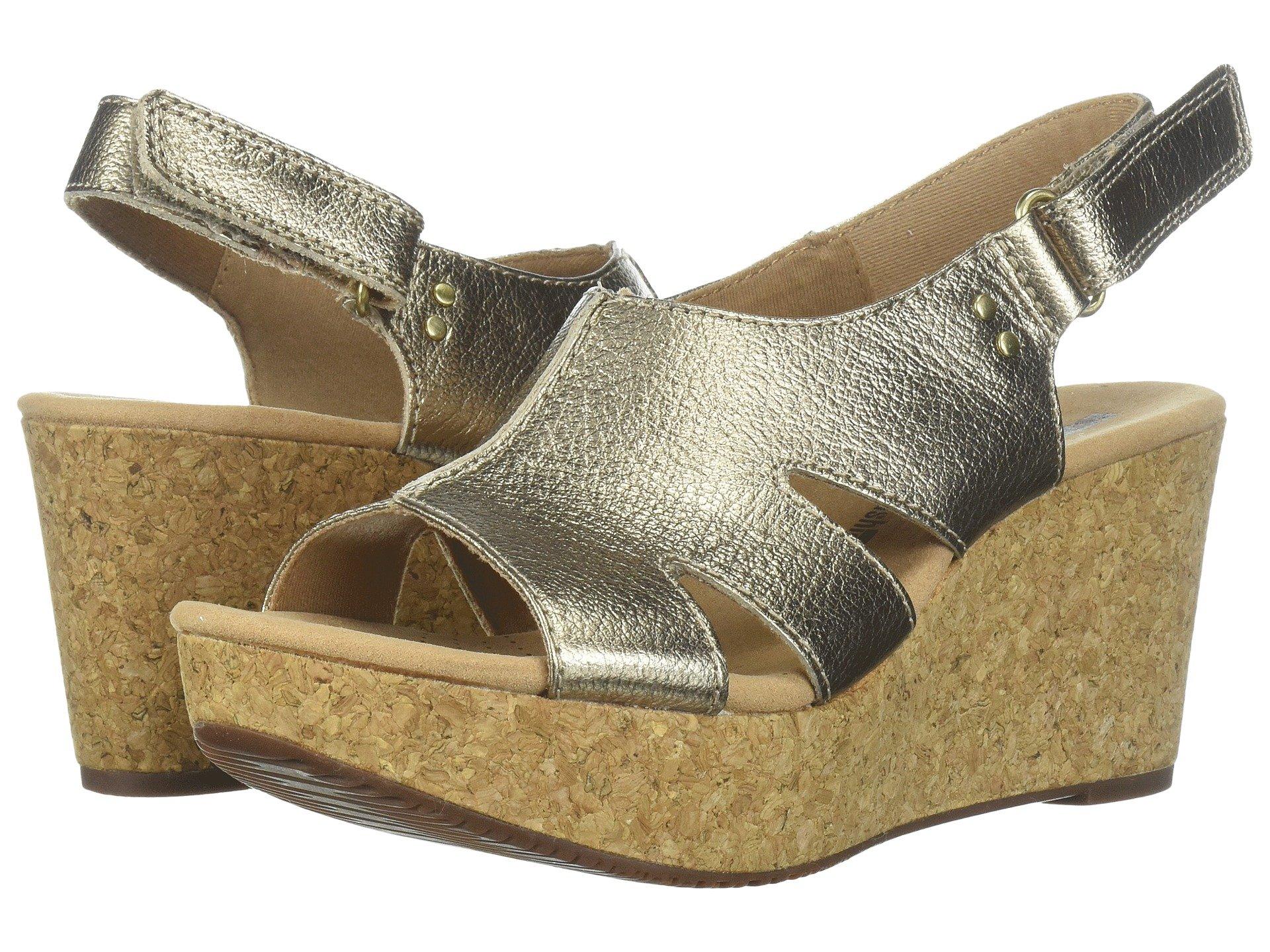 clarks metallic wedge sandals