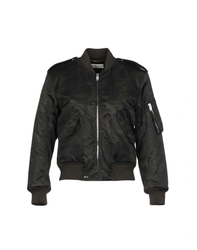 Shop Saint Laurent Bomber In Dark Green