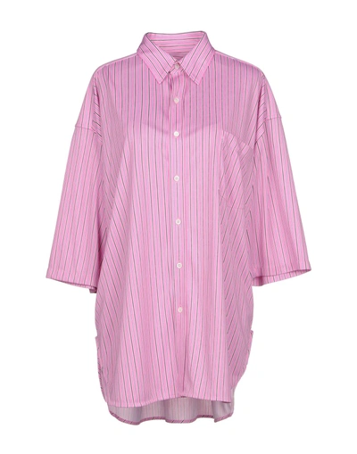 Shop Balenciaga Striped Shirt In Pink