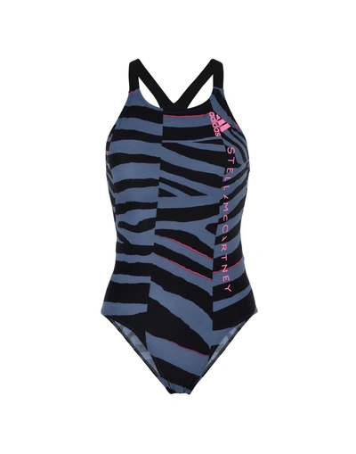 Shop Adidas By Stella Mccartney One-piece Swimsuits In Slate Blue