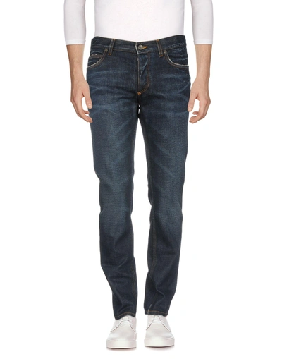 Shop Dolce & Gabbana Man Jeans Blue Size 42 Cotton, Silk, Synthetic Fibers, Cow Leather