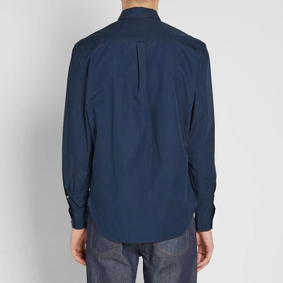 Shop Maison Kitsuné Button Down Fox Head Poplin Shirt In Blue