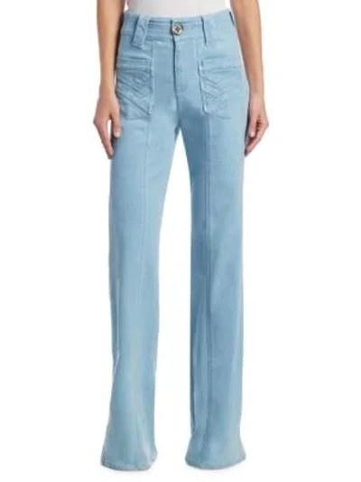 Shop Victoria Victoria Beckham Wide-leg Jeans In Pool