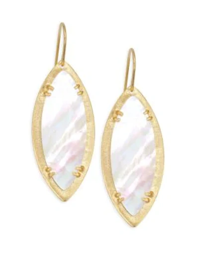 Shop Stephanie Kantis Leaf Mother-of-pearl Earrings In Yellow Gold