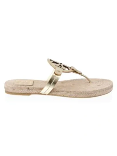 Shop Tory Burch Miller Leather Espadrille Sandals In Gold Perfect Cuoio