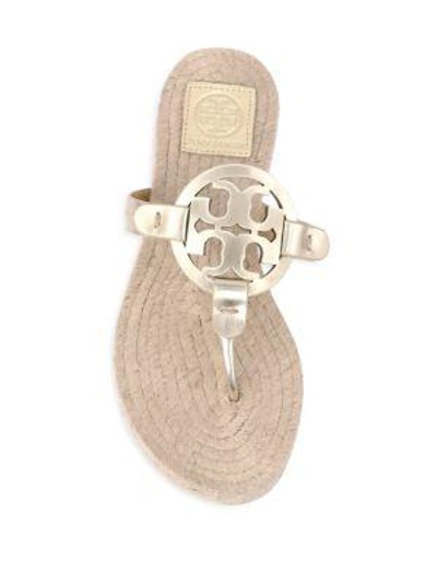 Shop Tory Burch Miller Leather Espadrille Sandals In Gold Perfect Cuoio