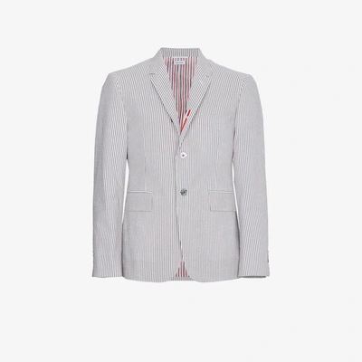 Shop Thom Browne Single Breasted Seersucker Jacket