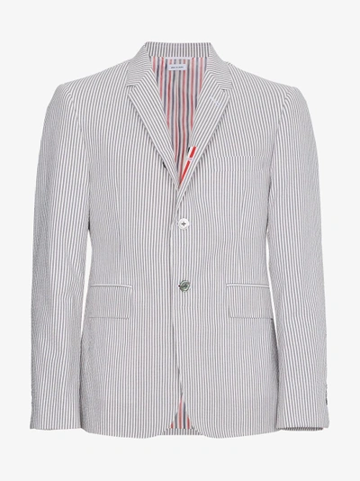 Shop Thom Browne Single Breasted Seersucker Jacket